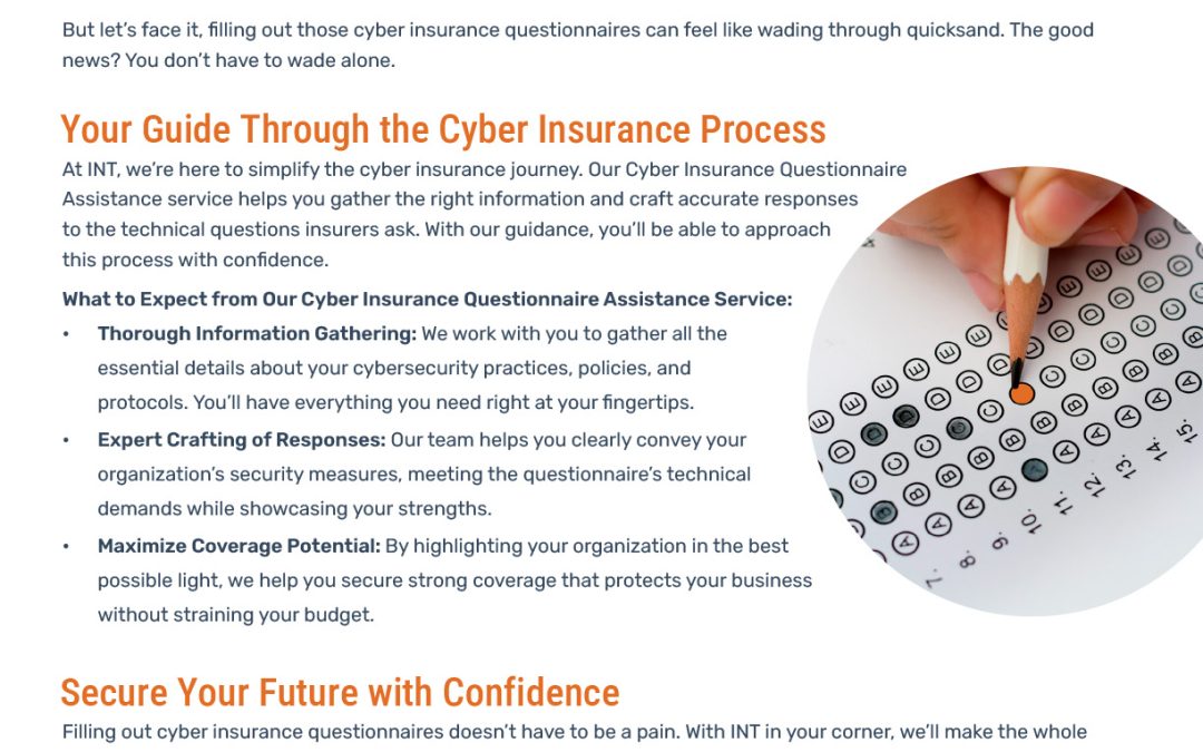 Cyber Insurance Questionnaire Assistance